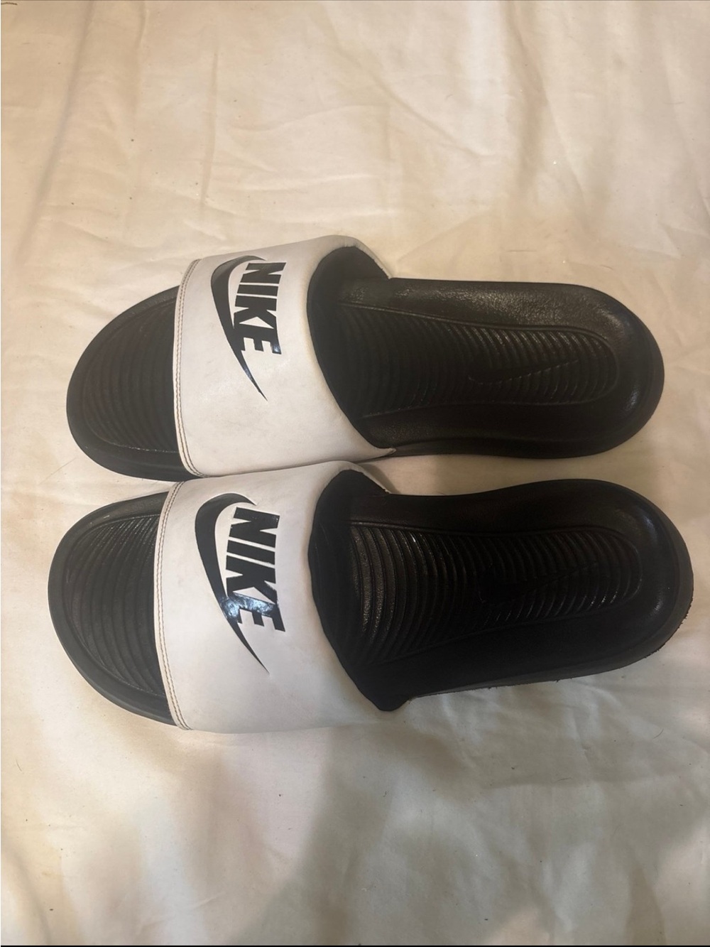 Nike Black and White Slide Sandals with Logo